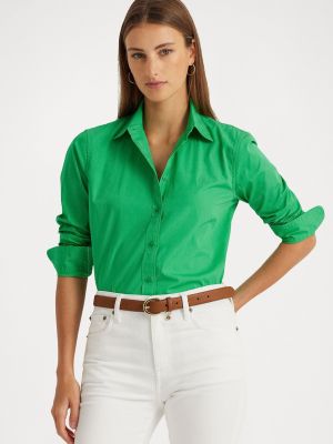 Рубашка на пуговицах с длинным рукавом Lauren Ralph Lauren зеленая