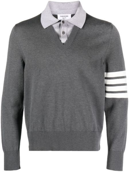 Пуловер на райета Thom Browne сиво