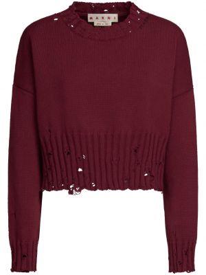 Пуловер с протрити краища Marni червено