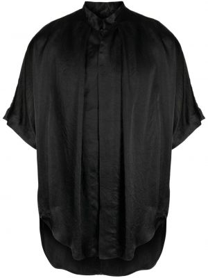 Satenska srajca z visokim pasom Julius črna