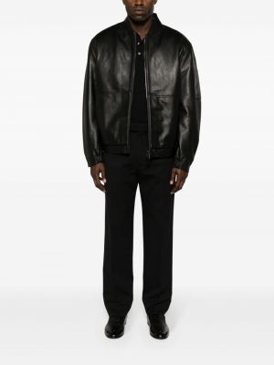 Kožená bomber bunda na zip Calvin Klein černá