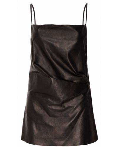 Кожаное платье мини Gucci, черное