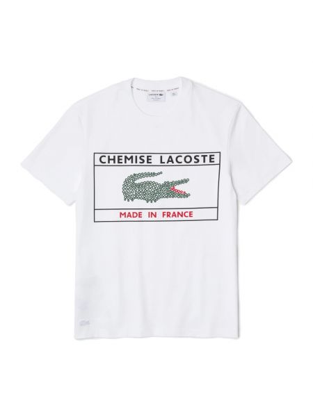Koszulka z nadrukiem Lacoste biała