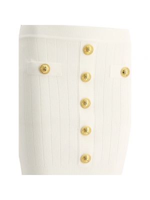 Mini falda con botones de punto Balmain blanco