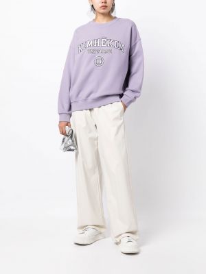 Siuvinėtas džemperis apvaliu kaklu Kimhekim violetinė