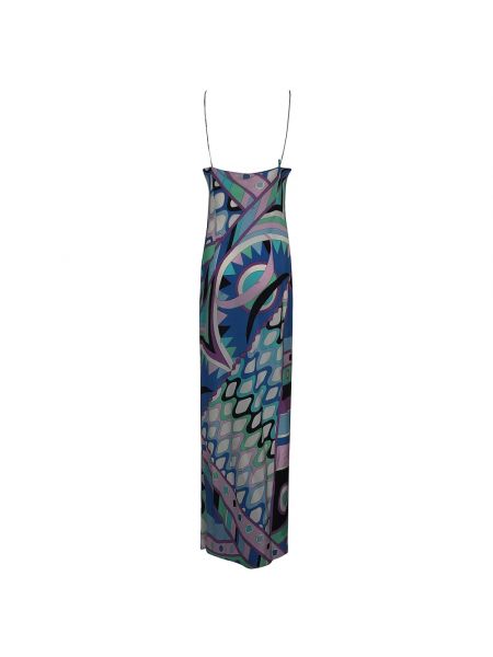 Vestido largo de seda con estampado con estampado abstracto Emilio Pucci azul