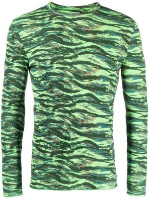 Камуфлажна памучна тениска с принт Erl зелено