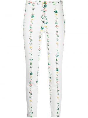 Панталон skinny на цветя с принт Adam Lippes бяло