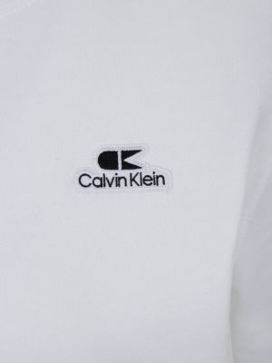 Hanorac cu fermoar Calvin Klein Jeans alb