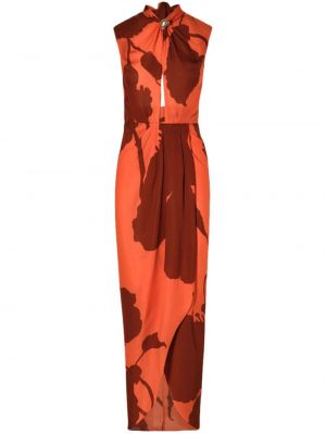Svilena dolga obleka Johanna Ortiz oranžna