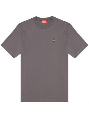 T-shirt brodé en coton Diesel gris