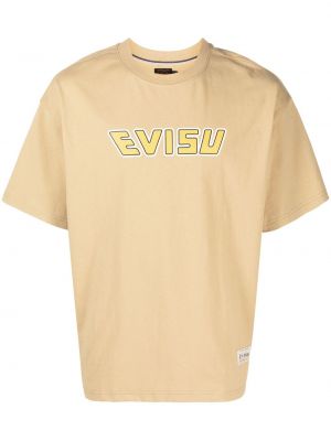 Bavlnené tričko s potlačou Evisu béžová