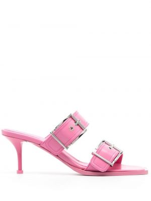 Kožené sandály Alexander Mcqueen růžové