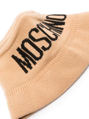 Pletený klobouk Moschino béžový