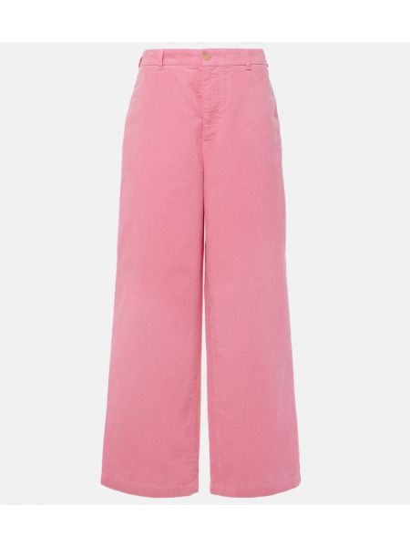 Voľné bavlnené menčestrové nohavice Acne Studios ružová