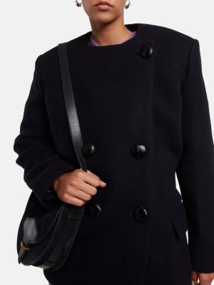 Krótki płaszcz wełniany Isabel Marant czarny
