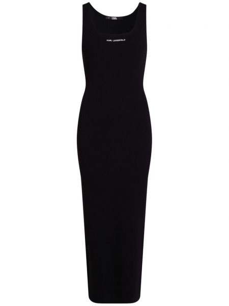 Robe avec ceinture brodé sans manches Karl Lagerfeld noir