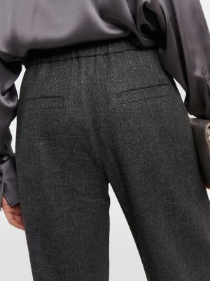 Pantalon droit en laine en lin Brunello Cucinelli gris
