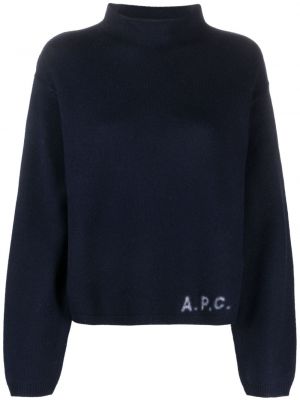 Вълнен пуловер A.p.c. синьо