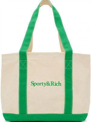 Двухцветная объемная сумка с короткими ручками Off-White и Green Serif Sporty & Rich