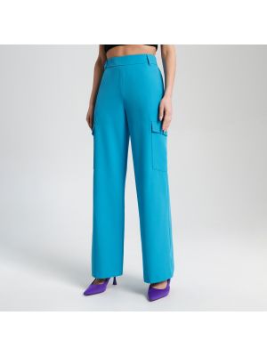 Cargo kalhoty z polyesteru Sinsay - modrá