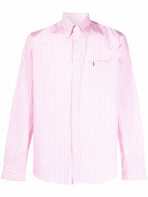 Пухена карирана риза с копчета Mackintosh розово
