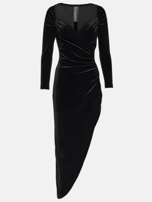 Asimetrična maksi haljina od samta Norma Kamali crna
