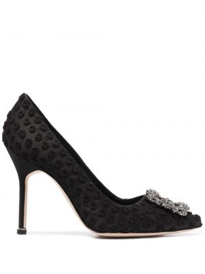 Krystaller spenne pumps Manolo Blahnik svart