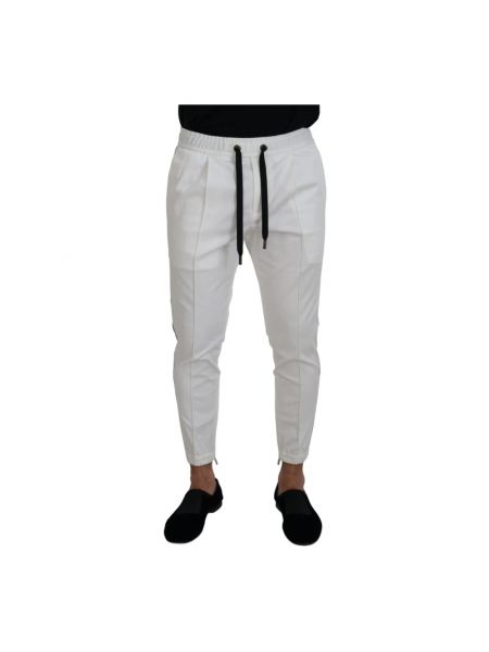 Spodnie sportowe bawełniane Dolce And Gabbana białe