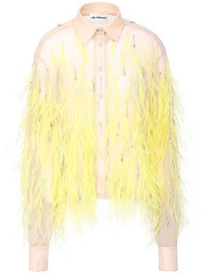 Camisa con plumas de tul de plumas Des Phemmes amarillo