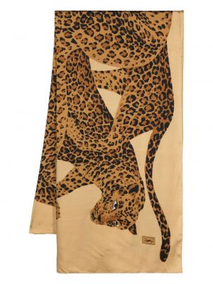 Fular de mătase cu imagine cu dungi de tigru Saint Laurent Pre-owned bej