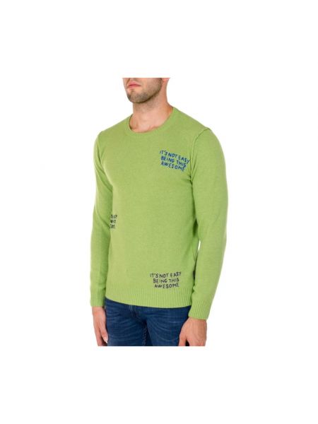 Sweter wełniany z okrągłym dekoltem Bob zielony