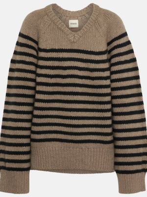 Sweter z kaszmiru w paski Khaite czarny