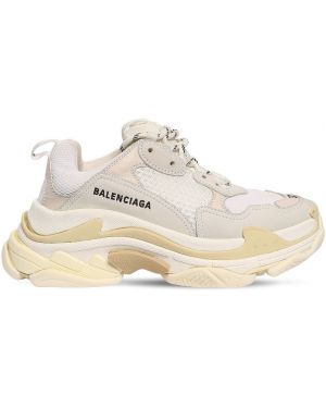 Νάιλον δερμάτινα sneakers Balenciaga Triple S λευκό