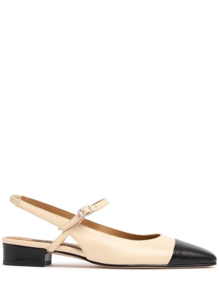 Slingback hæler lær flate sko Carel beige