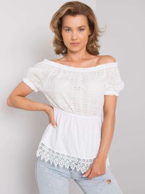 Памучна блуза Fashionhunters бяло