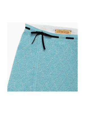 Dzianinowa mini spódniczka w geometryczne wzory Cormio niebieska
