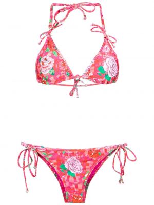 Tryckt blommig bikini Amir Slama rosa