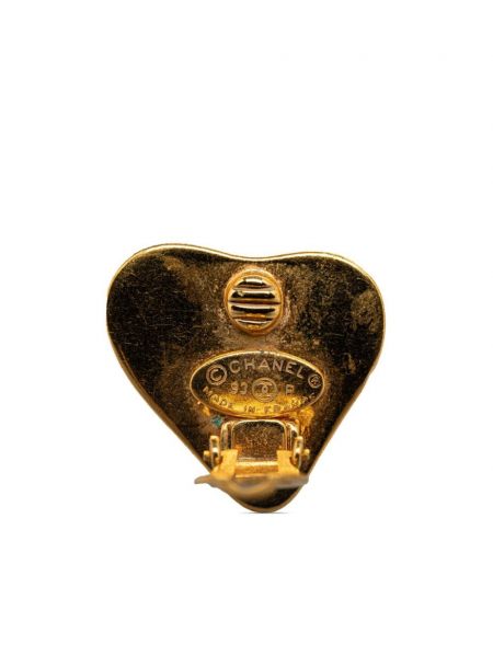 Boucles d'oreilles à boucle de motif coeur Chanel Pre-owned doré