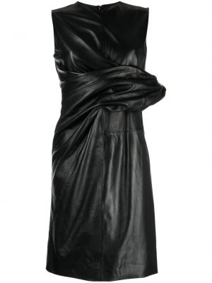 Sukienka koktajlowa skórzana Sportmax czarna