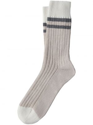 Pruhované bavlnené ponožky Brunello Cucinelli béžová