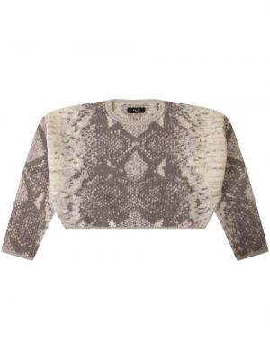 Džemper s printom s okruglim izrezom sa zmijskim uzorkom Amiri siva