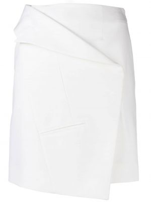 Mini spódniczka wełniana asymetryczna Alexander Mcqueen biała