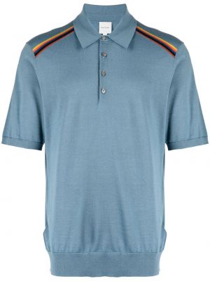 Pletena polo majica s črtami Paul Smith modra