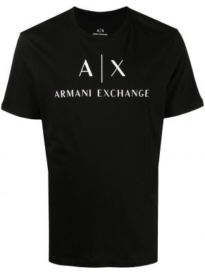 Trykt bomull t-skjorte Armani Exchange svart