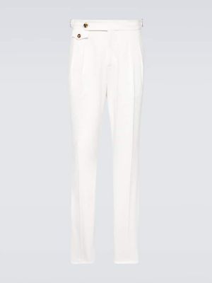 Bavlnené rovné nohavice Brunello Cucinelli biela