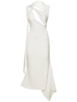 Сатенена миди рокля The Attico бяло