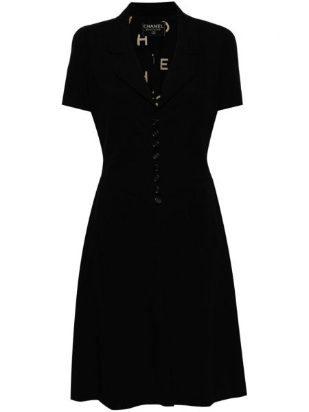 Svilena haljina Chanel Pre-owned crna