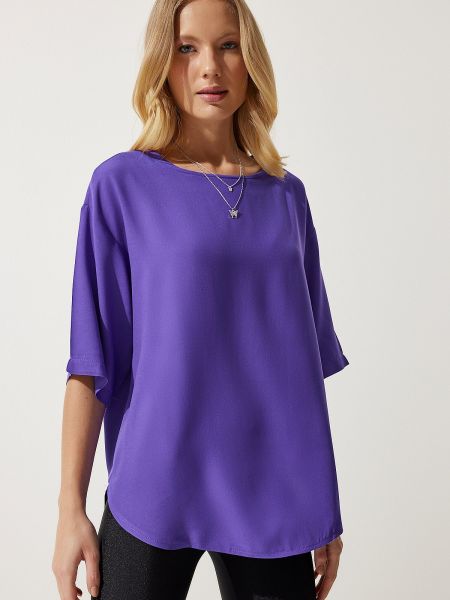Bluza iz viskoze Happiness İstanbul vijolična