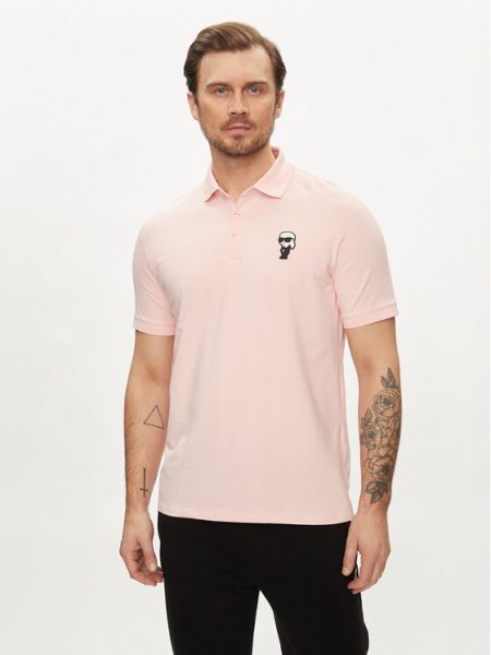 Тениска с копчета Karl Lagerfeld розово